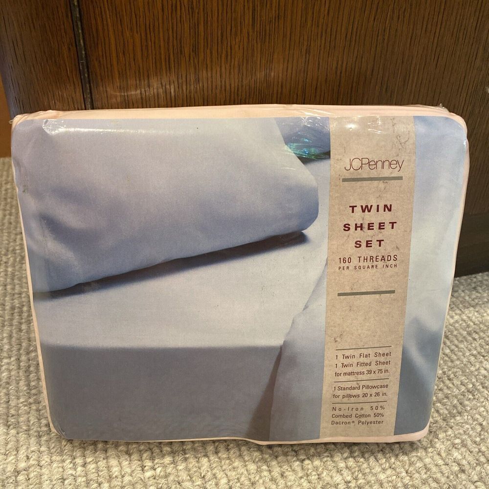 Vintage JC Penney Twin Sheet Set Pink NOS Flat Fitted Case